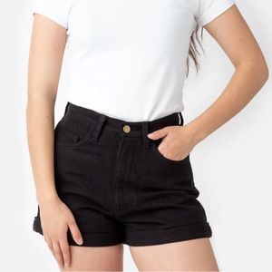 NWOT Los Angeles Apparel Size 30 Bull Denim Garment Dye  Cuff Short in Black